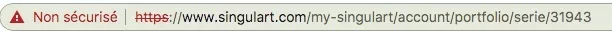 Sites %22Non sécurisés%22 pour Singulart et aussi Artmajeur.webp
