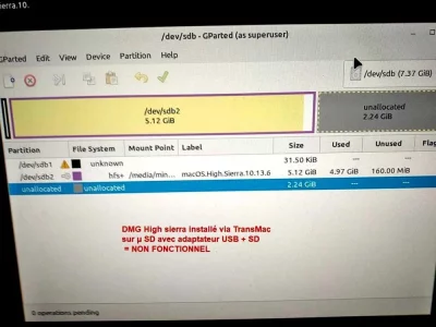 Imac 27 Linux GParted clé USB µSD High sierra annoté.webp
