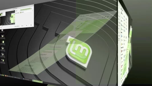 écran Linux Mint sur ordi Lenovo mère effet cube maxi & gélatine.webp