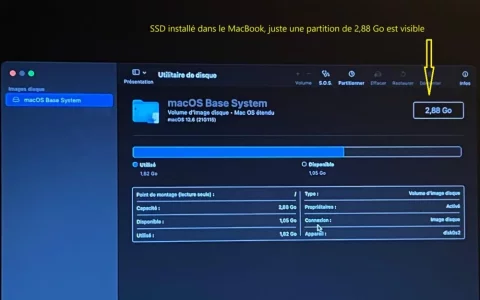 SSD monté dans le MacBookAir avec adaptateur.webp